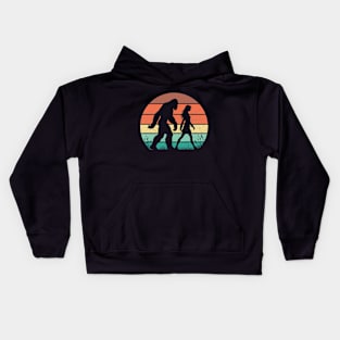 Bigfoot Sasquatch Hiking With a Girl Vintage Outdoor Kids Hoodie